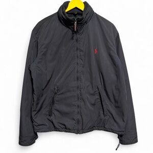 Polo Ralph Lauren black jacket Size XL zip away hood